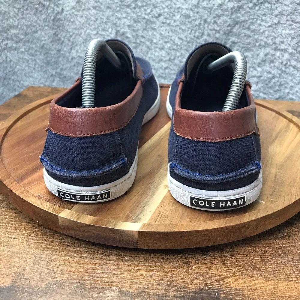 Cole Haan Nantucket Loafer II Mens 11M Navy Canvas Slip On Driving Moc Boat Shoe